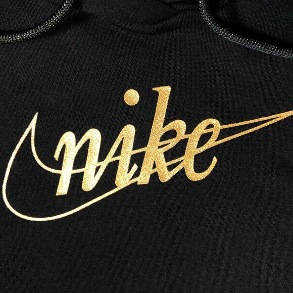 Nike Women's Long Hoodie Pullover Sm Pockets Black Loungewear Black Tag - Picture 3 of 5